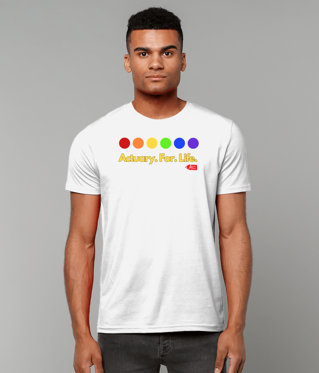 Actuary For Life Rainbow Colours T-Shirt (Black and White Variants)