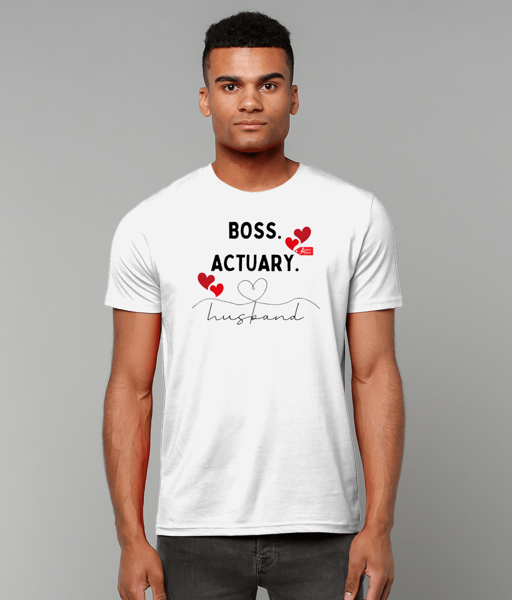 Boss Actuary Husband Hearts White T-Shirt