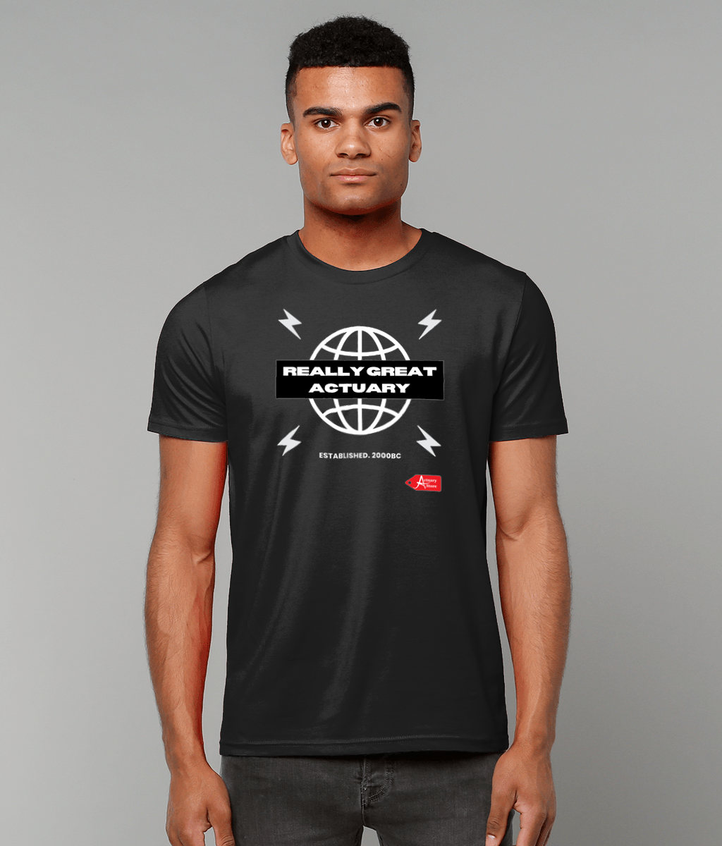 Really Great Actuary Black Streetwear Globe Black T-Shirt