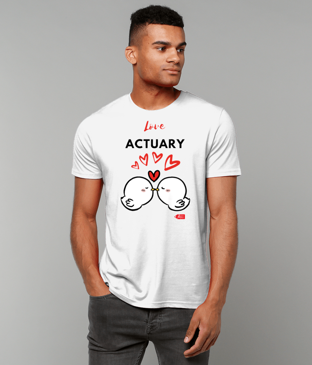 Love Actuary Red White Cute Love Birds Tshirt