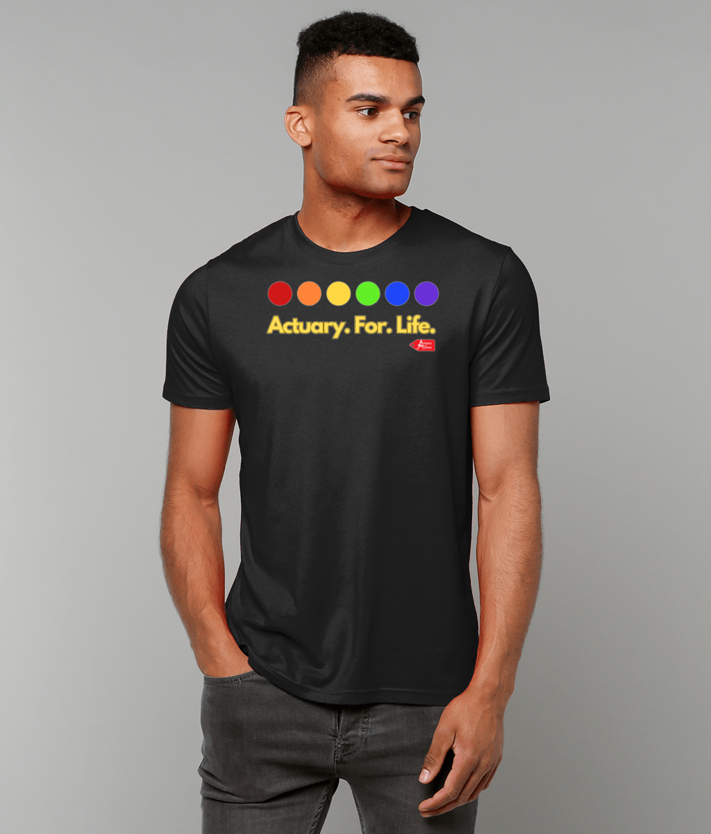 Actuary For Life Rainbow Colours T-Shirt (Black and White Variants)