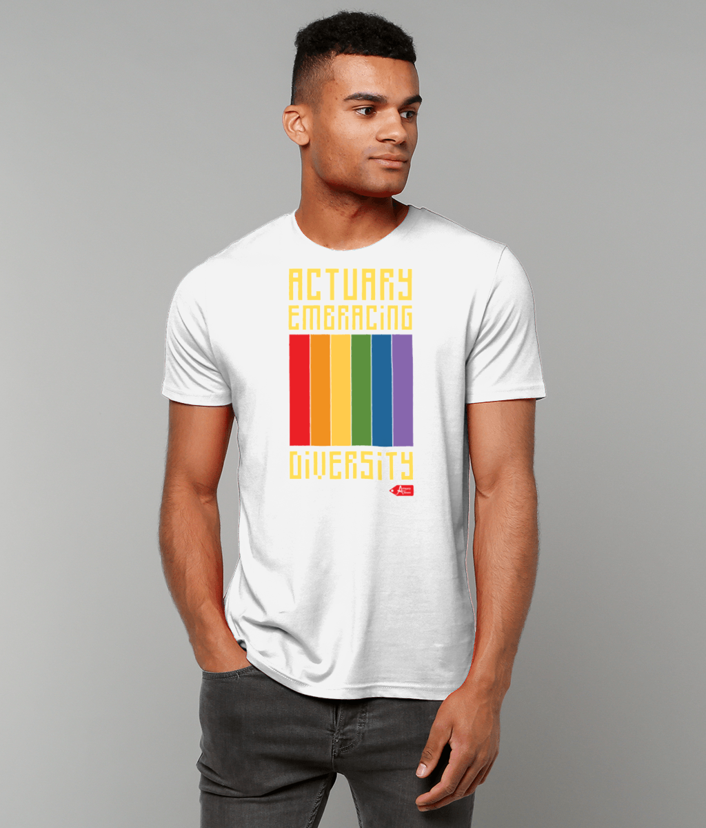 Actuary Embracing Diversity T-Shirt (Black and White Variants)