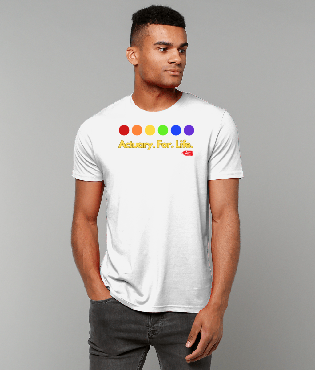 Actuary For Life Rainbow Colours T-Shirt (Black and White Variants)