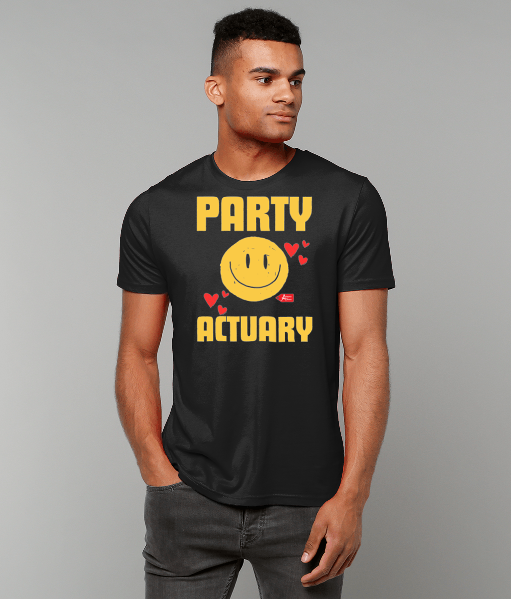 Party Actuary Smiley Hearts Black T-Shirt