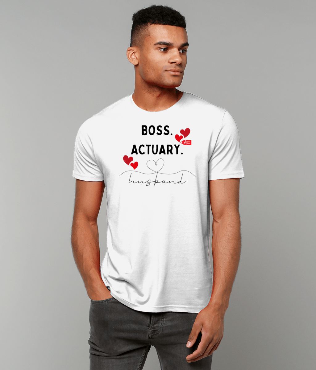 Boss Actuary Husband Hearts White T-Shirt