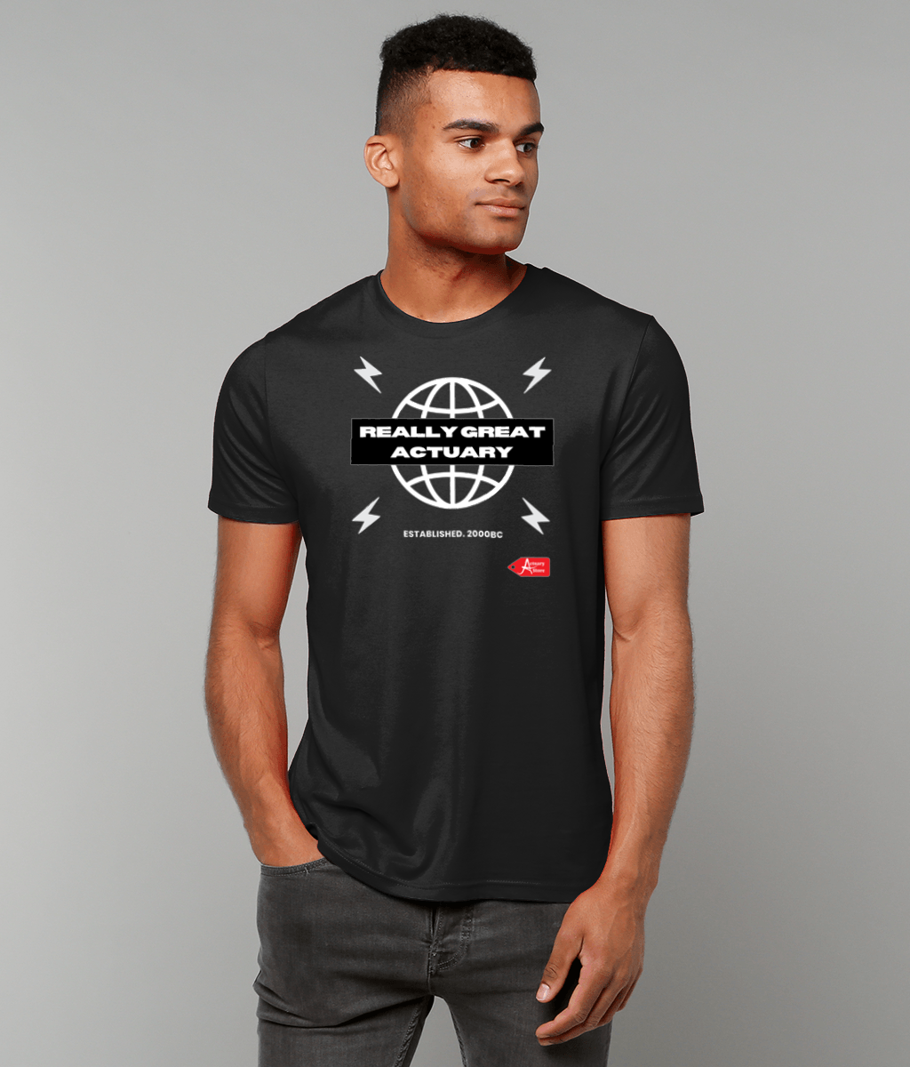 Really Great Actuary Black Streetwear Globe Black T-Shirt
