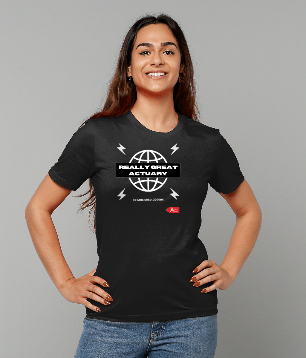 Really Great Actuary Black Streetwear Globe Black T-Shirt