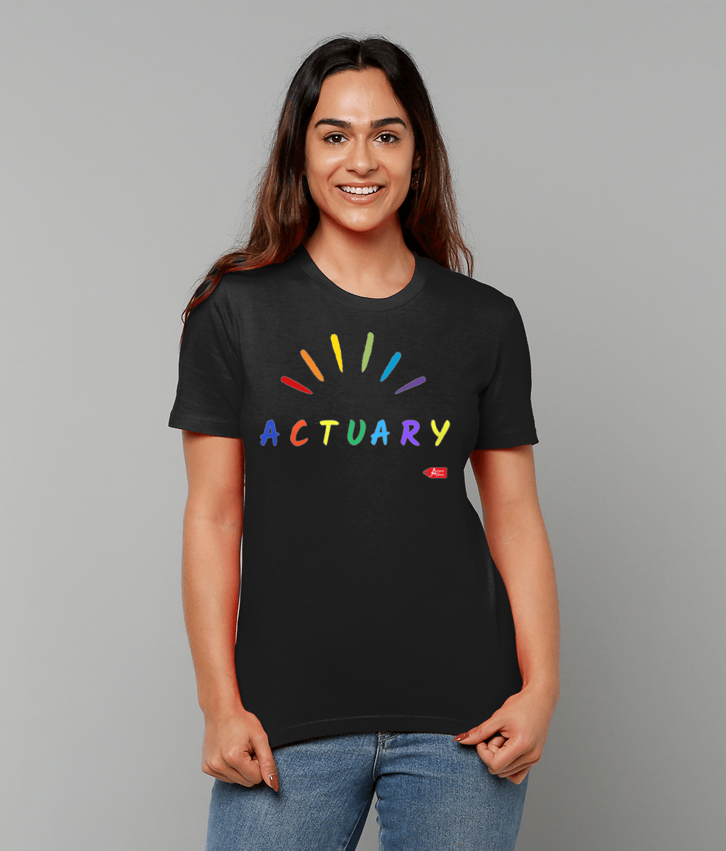 Actuary Colourful Vivid Pride Themed T-shirt (Black and White Variants)