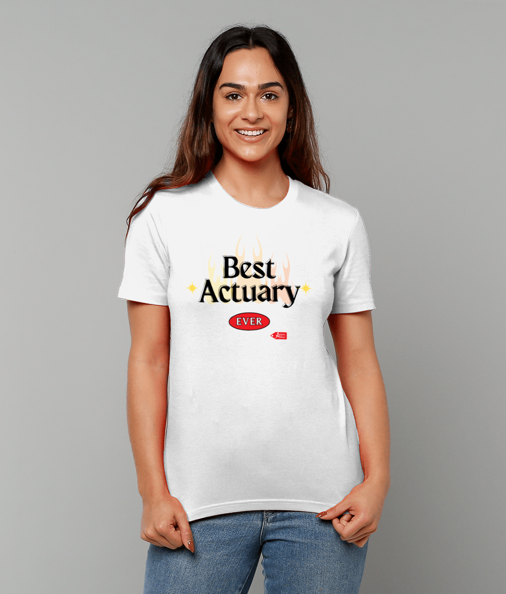Best Actuary Ever Flame White T-Shirt