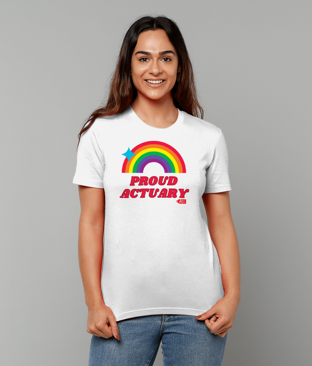 Proud Actuary Rainbow T-Shirt (Black and White Variants)