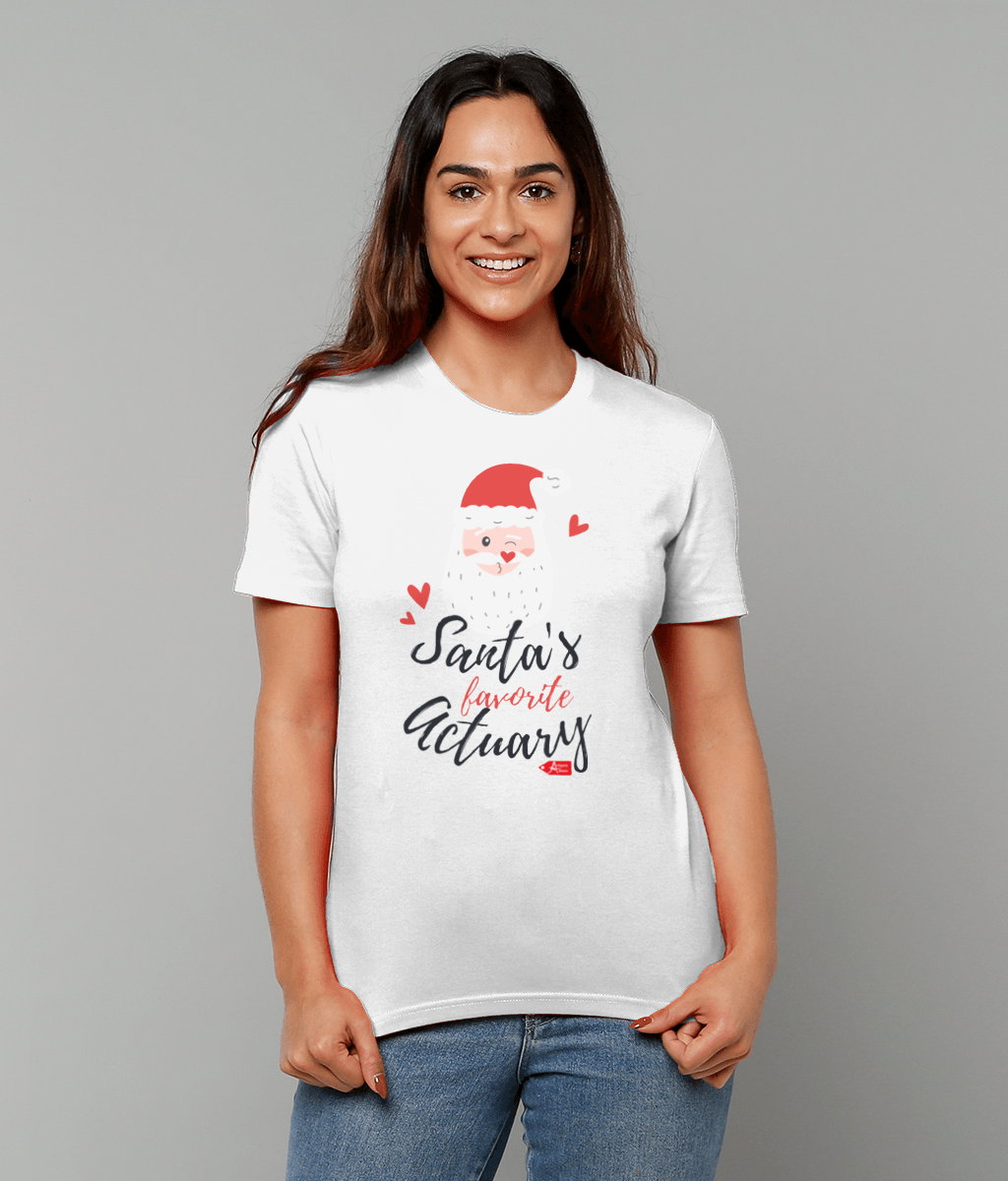 Santa's Favourite Actuary Christmas T-Shirt (Green and White Variations)