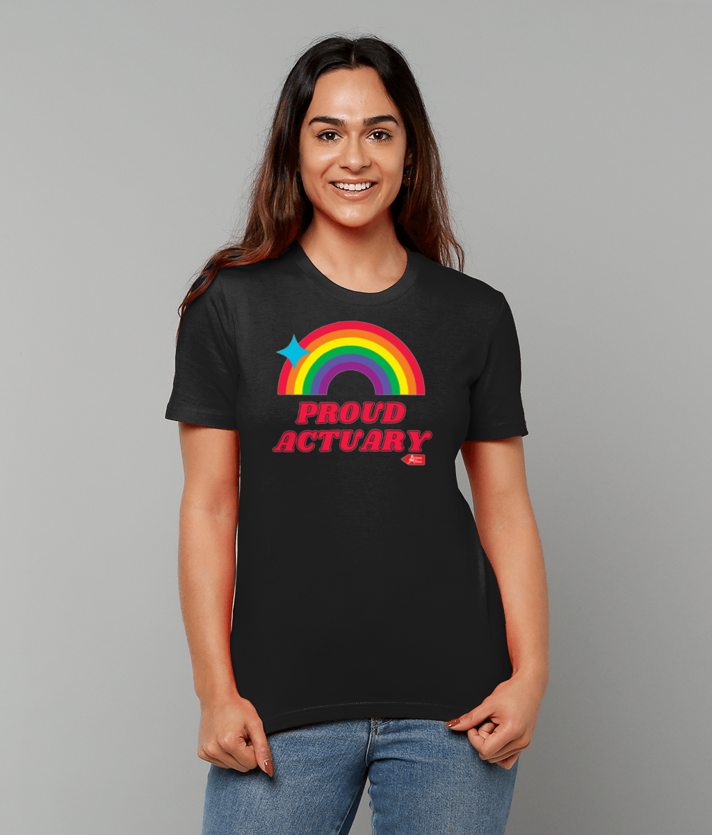 Proud Actuary Rainbow T-Shirt (Black and White Variants)