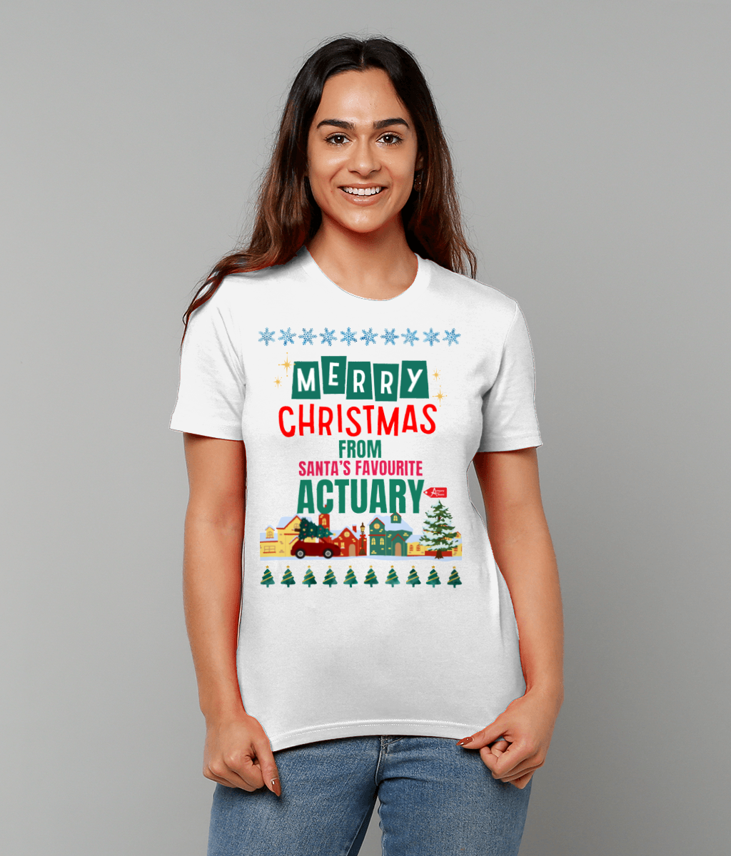 Santa's Favourite Actuary Christmas Puppy T-Shirt (Green and White Variations)
