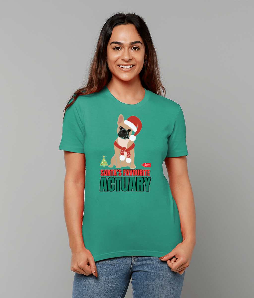 Santa's Favourite Actuary Christmas Puppy T-Shirt (Green and White Variations)