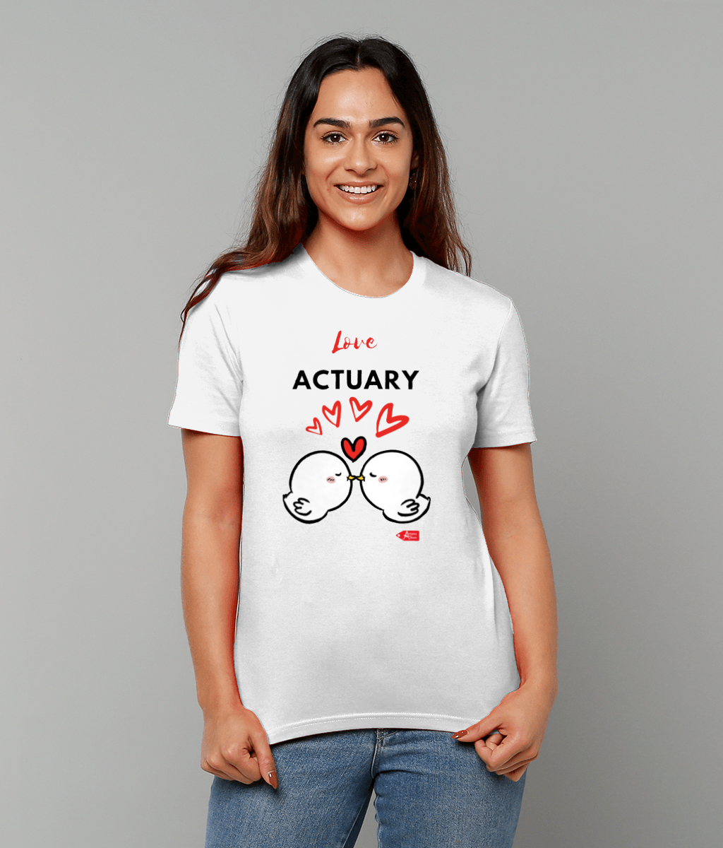 Love Actuary Red White Cute Love Birds Tshirt