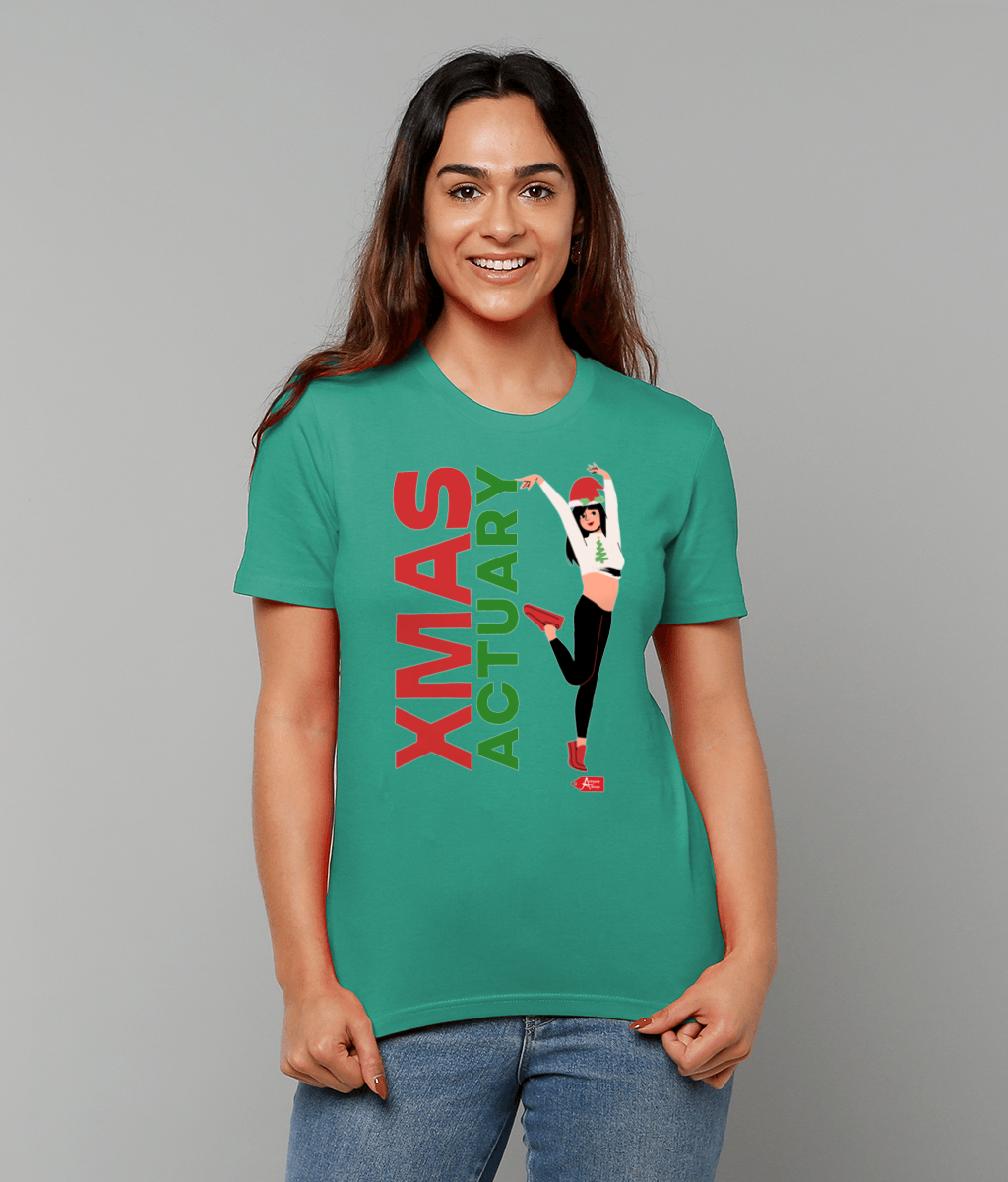 XMas Actuary Christmas Girl T-Shirt (Green and white variations)