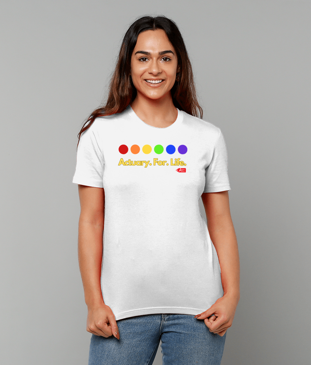 Actuary For Life Rainbow Colours T-Shirt (Black and White Variants)
