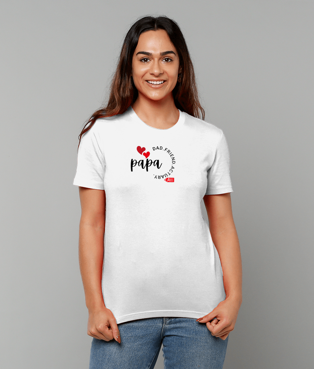 Papa Dad Friend Actuary White T-Shirt