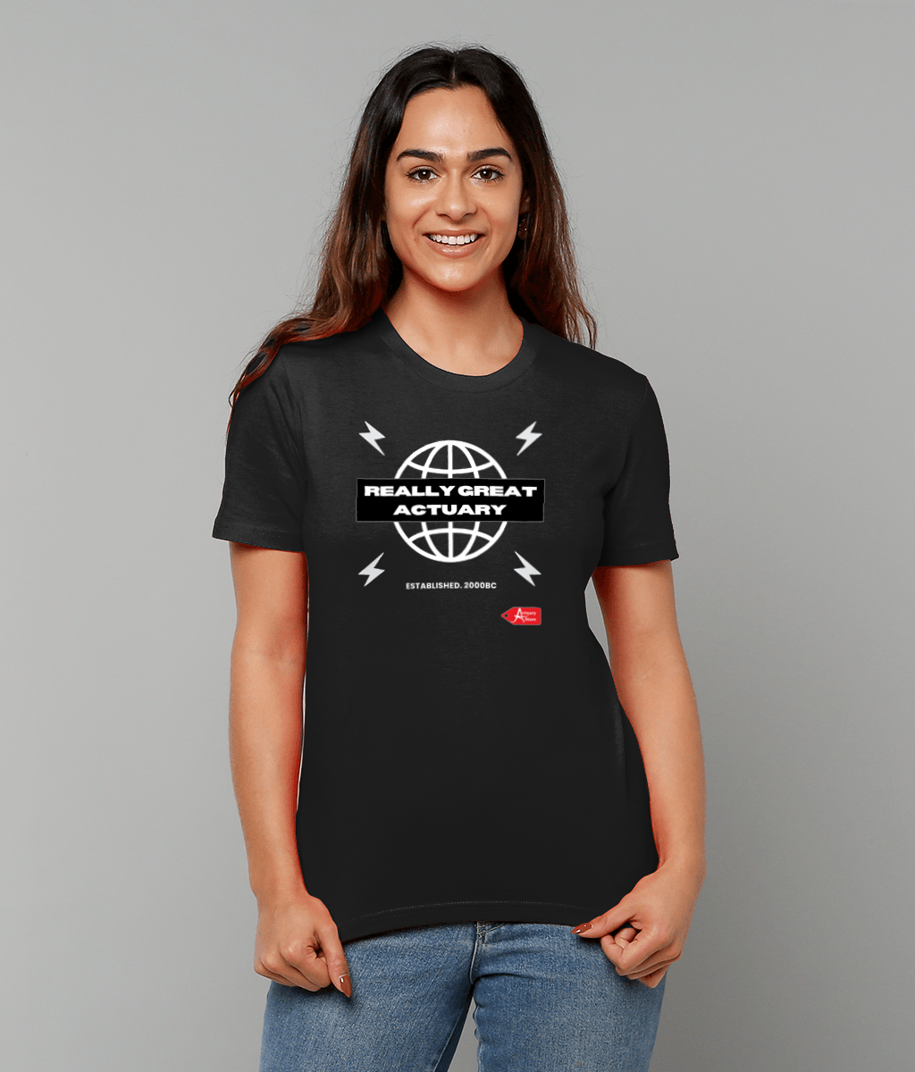 Really Great Actuary Black Streetwear Globe Black T-Shirt