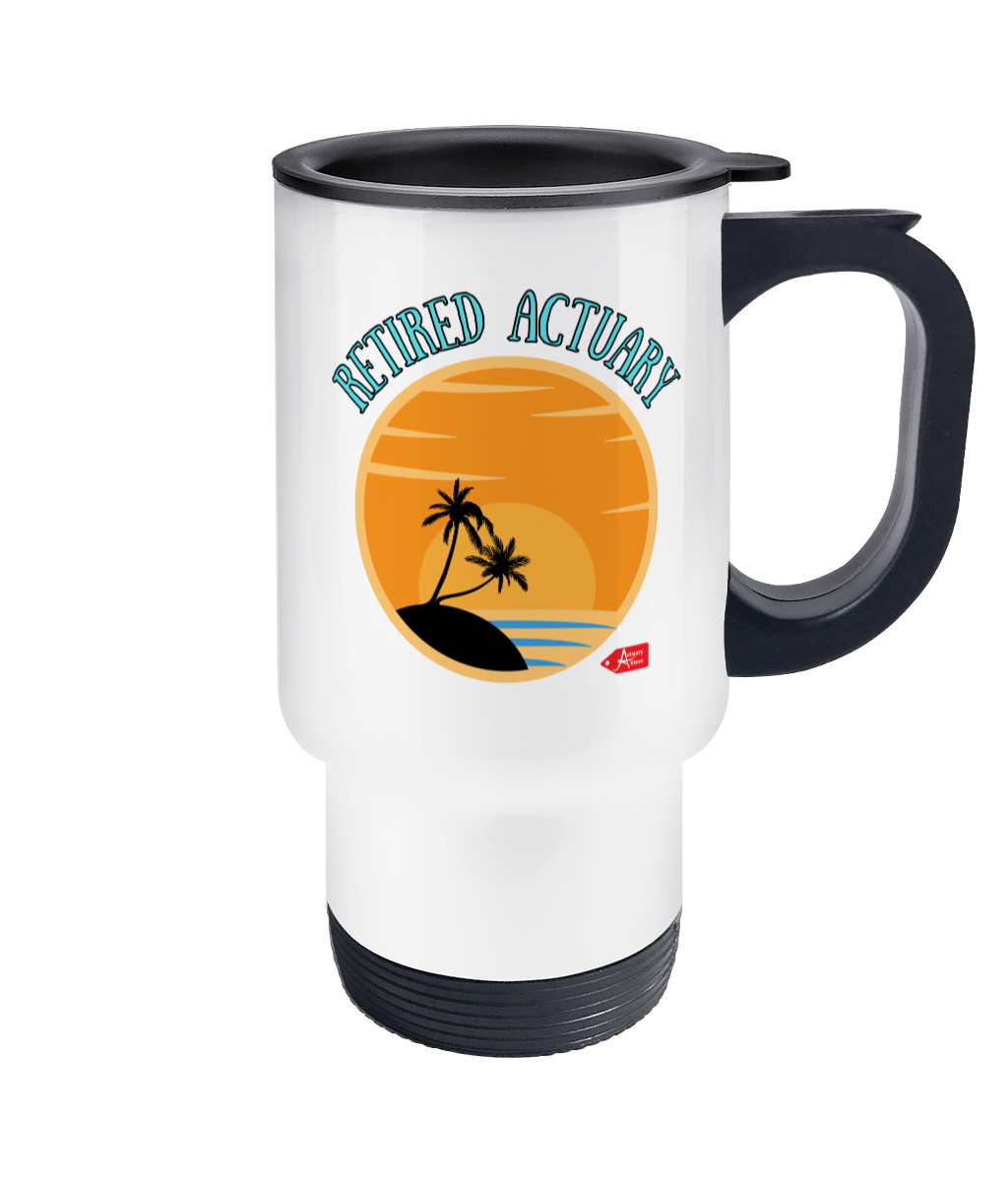 Retired Actuary Summer Vibes White T-Shirt & Travel Mug Bundle