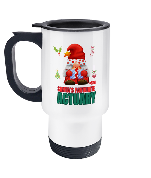 Santa's Favourite Actuary Christmas Santa Gnome Stainless Steel Travel Mug