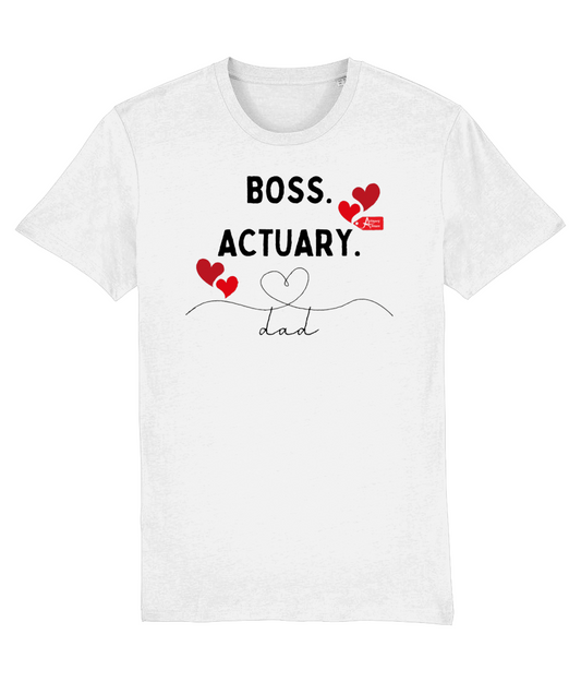 Boss Actuary Dad Hearts White T-Shirt