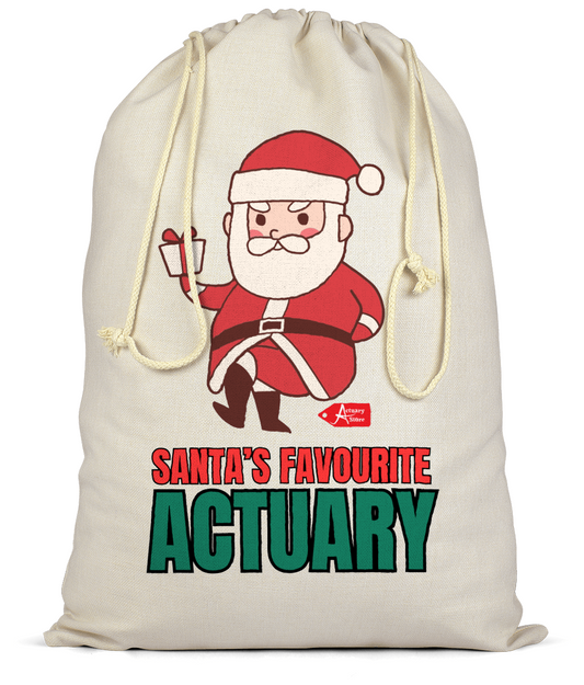 Premium Cotton Christmas Sack Santa's Favourite Actuary Christmas Santa With Present