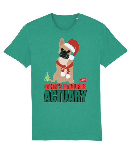 Santa's Favourite Actuary Christmas Puppy T-Shirt (Green and White Variations)