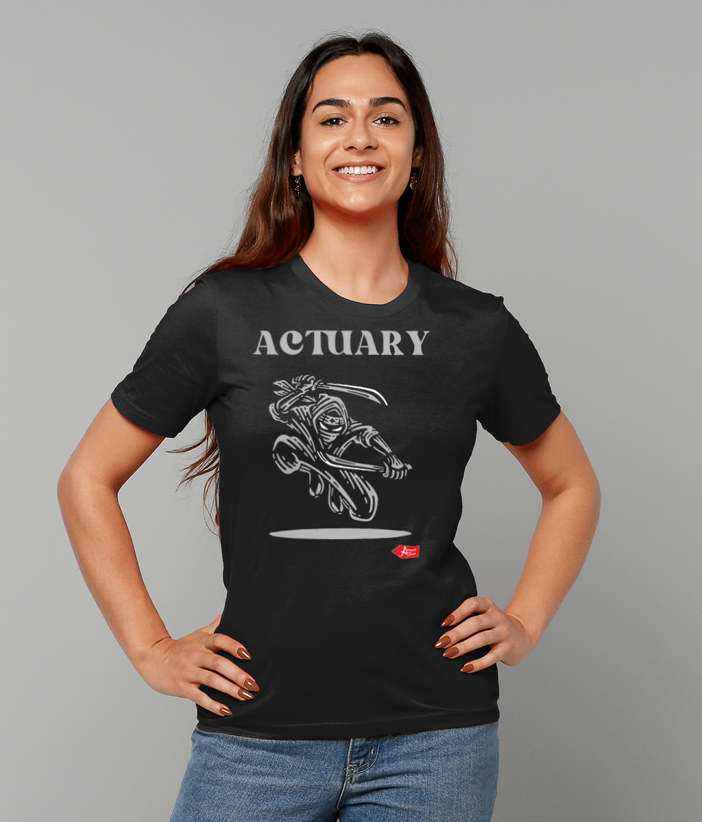 Actuary Black and Grey Illustrative Ninja Black T-Shirt