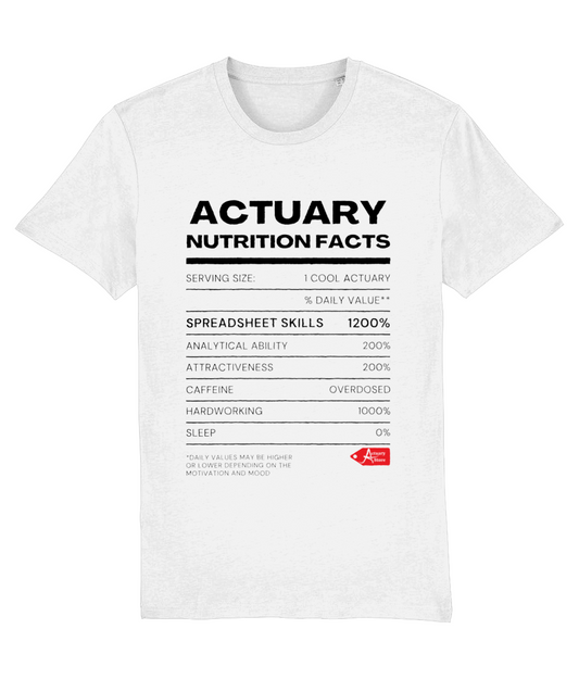 Funny Actuary Nutrition Fact Typography T-Shirt