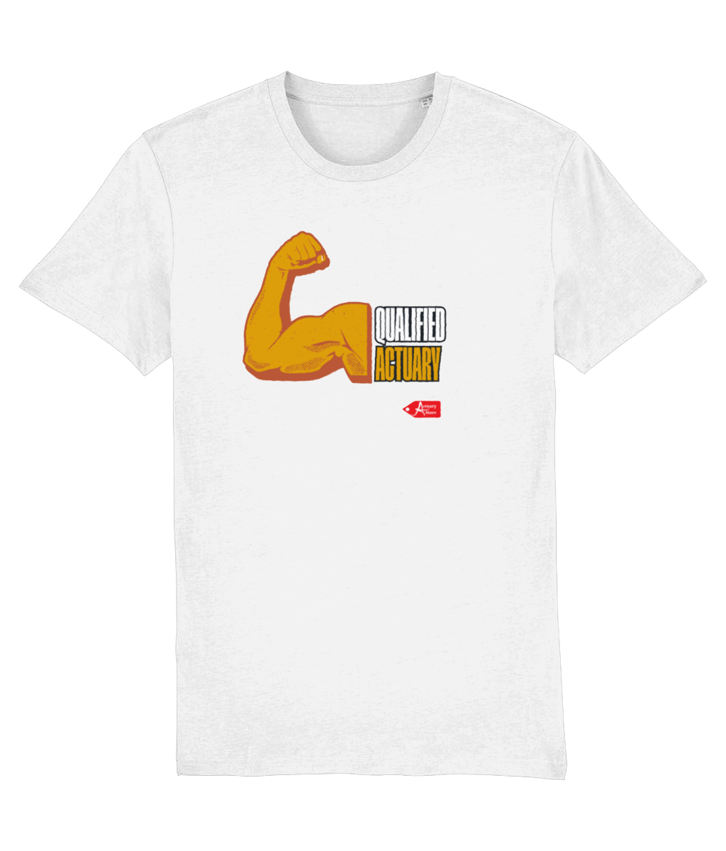 Qualified Actuary Arm Muscle T-Shirt (Black and White Variants)